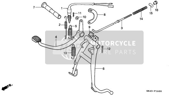 Honda C50S 1992 Supporter principal/Pédale de frein pour un 1992 Honda C50S